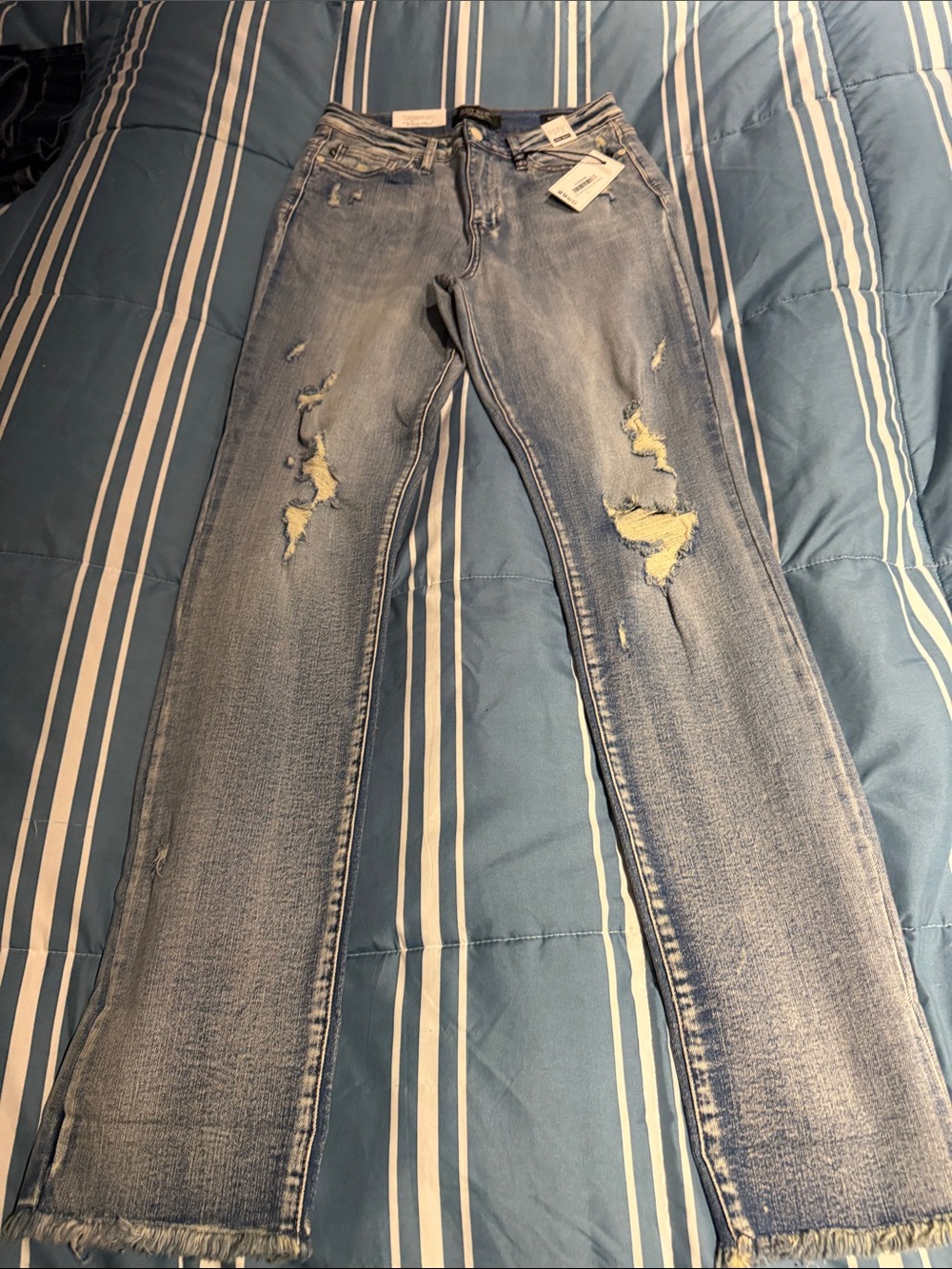 Judy Blue Light Blue Distressed Straight Leg Jeans NWT
